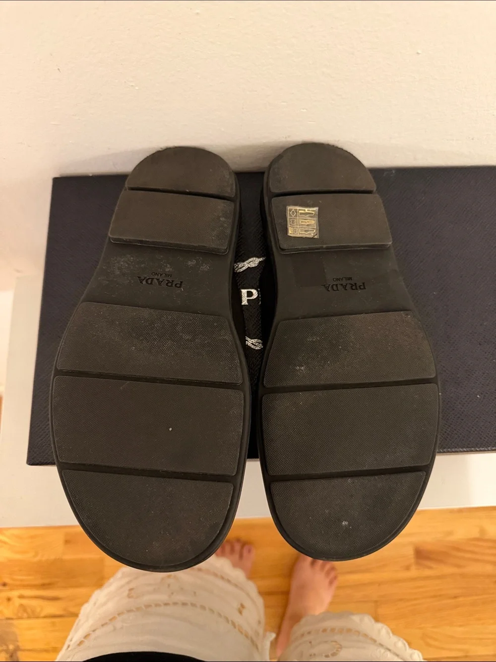 Prada Black Logo Thong Sandals for Men